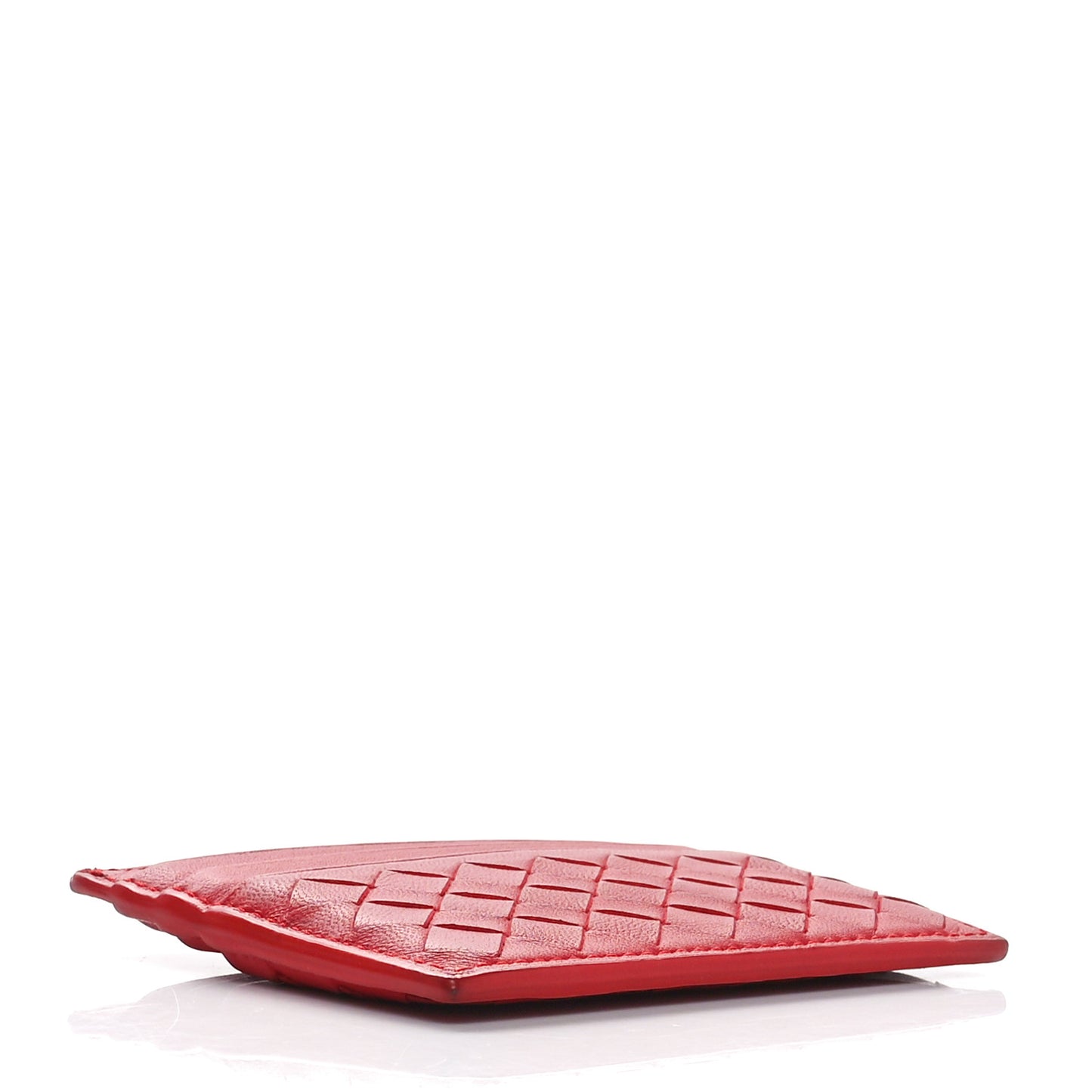 Nappa Intrecciato Woven Card Holder New Red