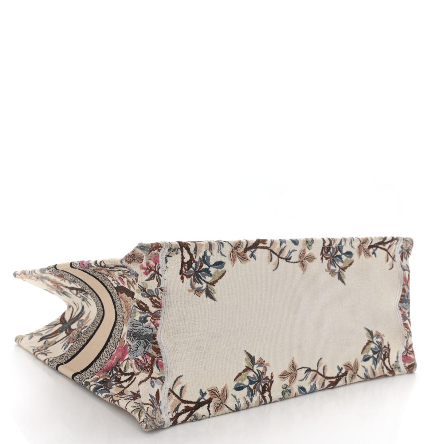 Canvas Embroidered Large Jardin D'Hiver Book Tote Latte Multicolor