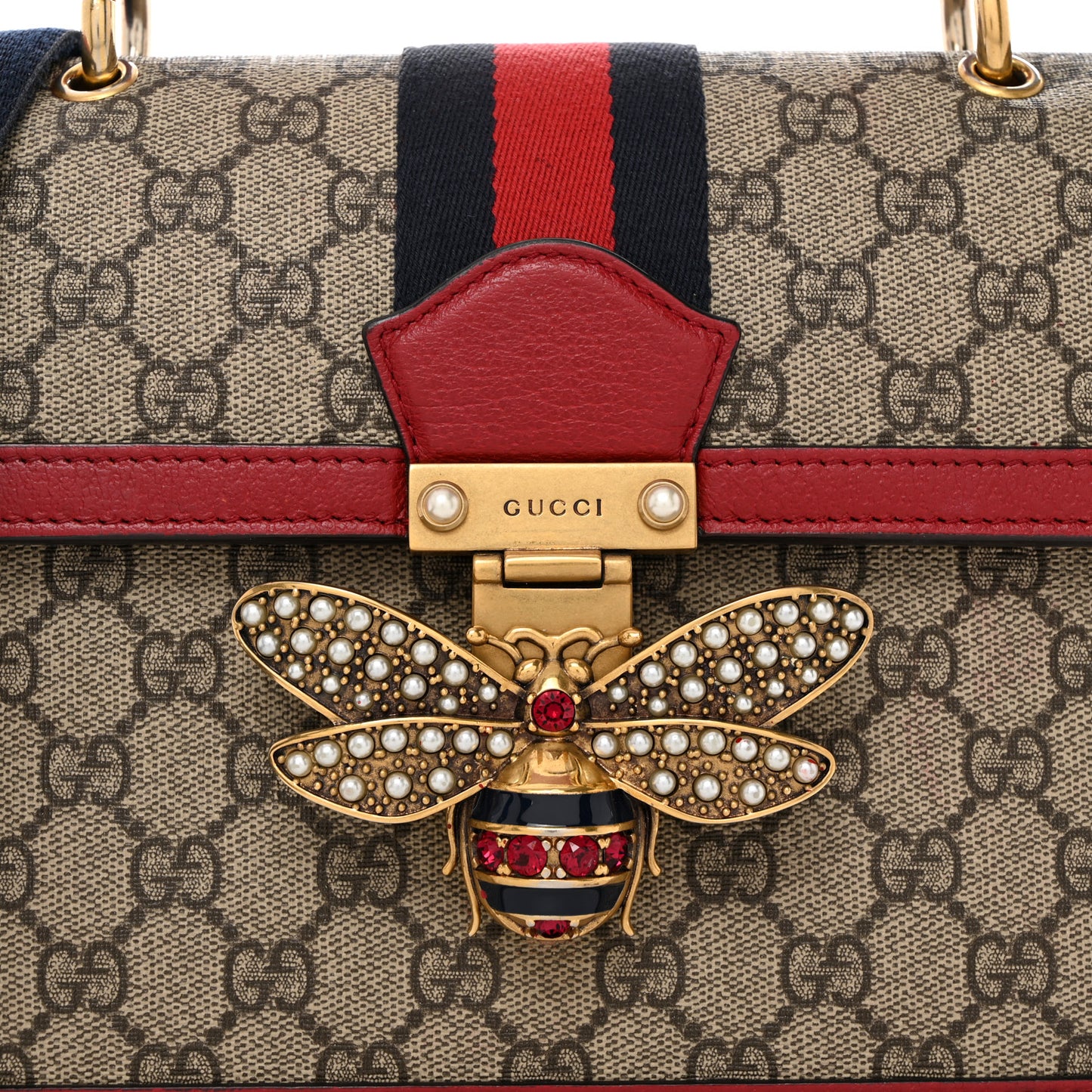 GG Supreme Monogram Small Queen Margaret Top Handle Bag Red
