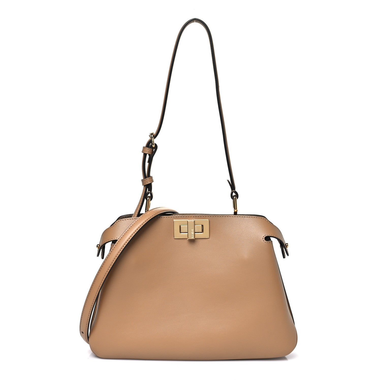 Fendi Vitello Small Soft Peekaboo Satchel Cappuccino 1794338