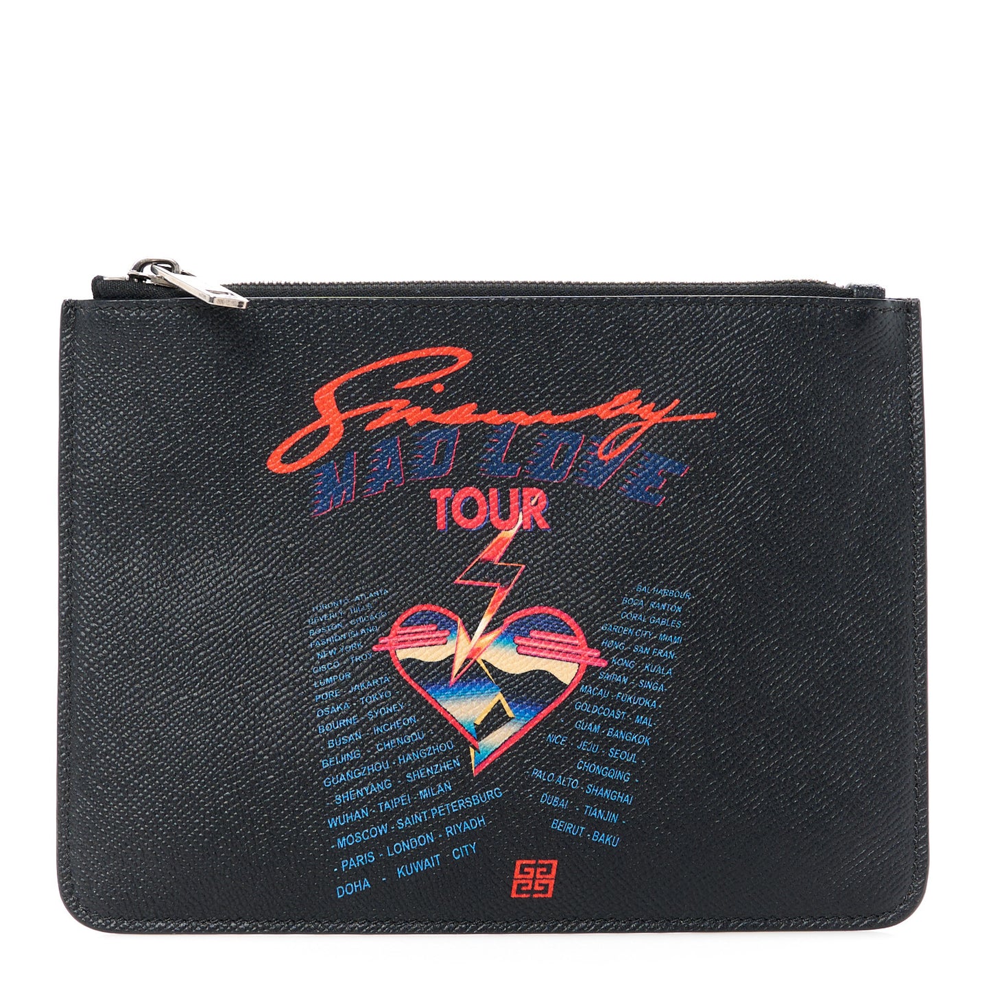 Textured Coated Canvas Mad Love Tour Small Pouch Black