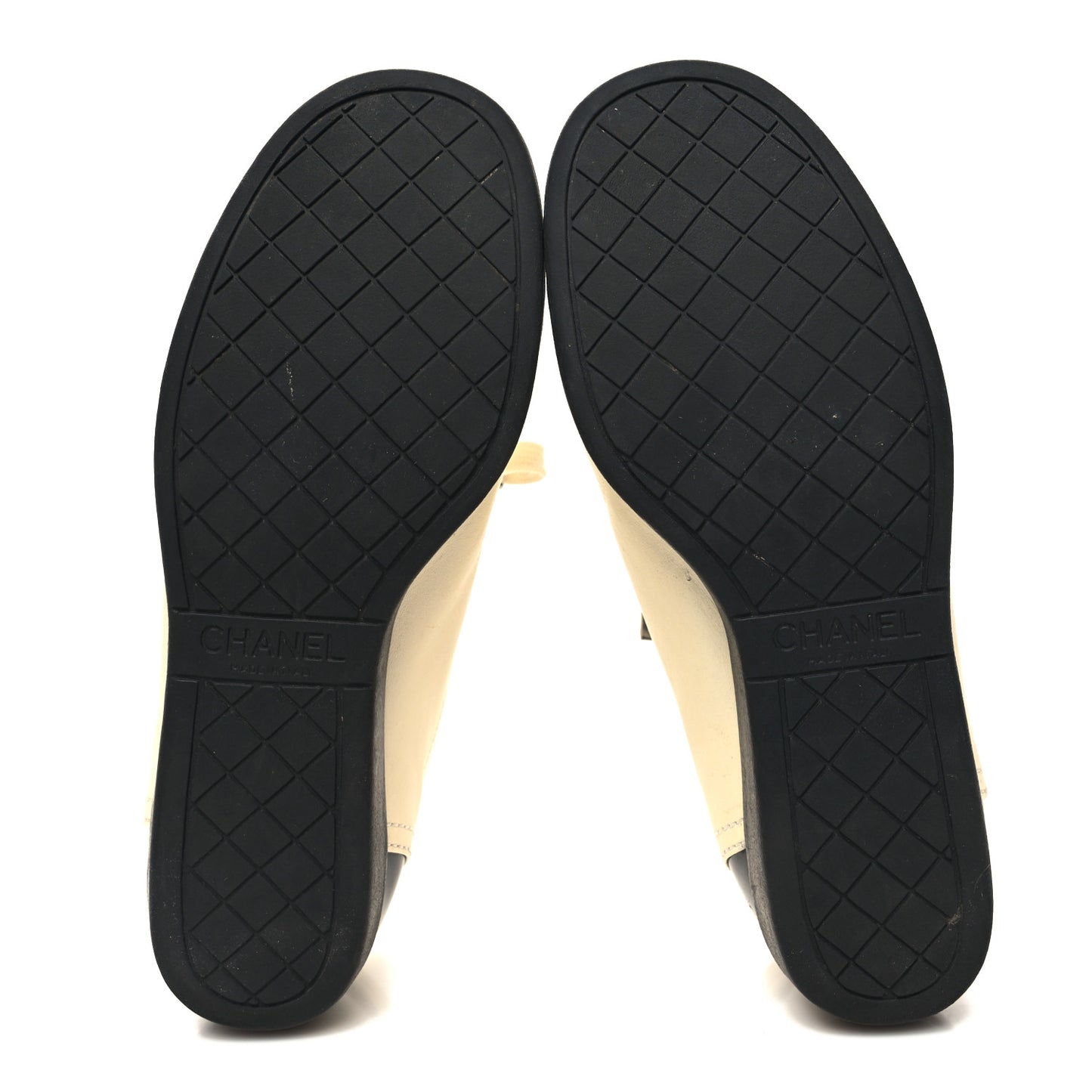 Lambskin Patent Calfskin CC Sneakers 36.5 White Black