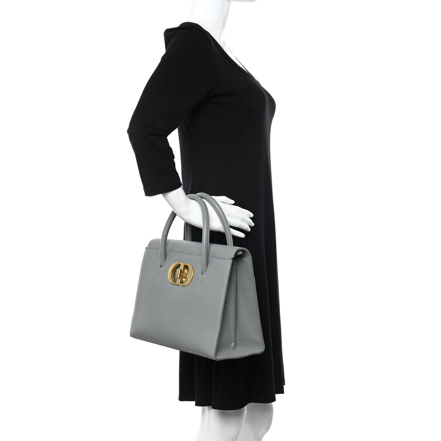 Grained Calfskin Large St. Honore Tote Grey