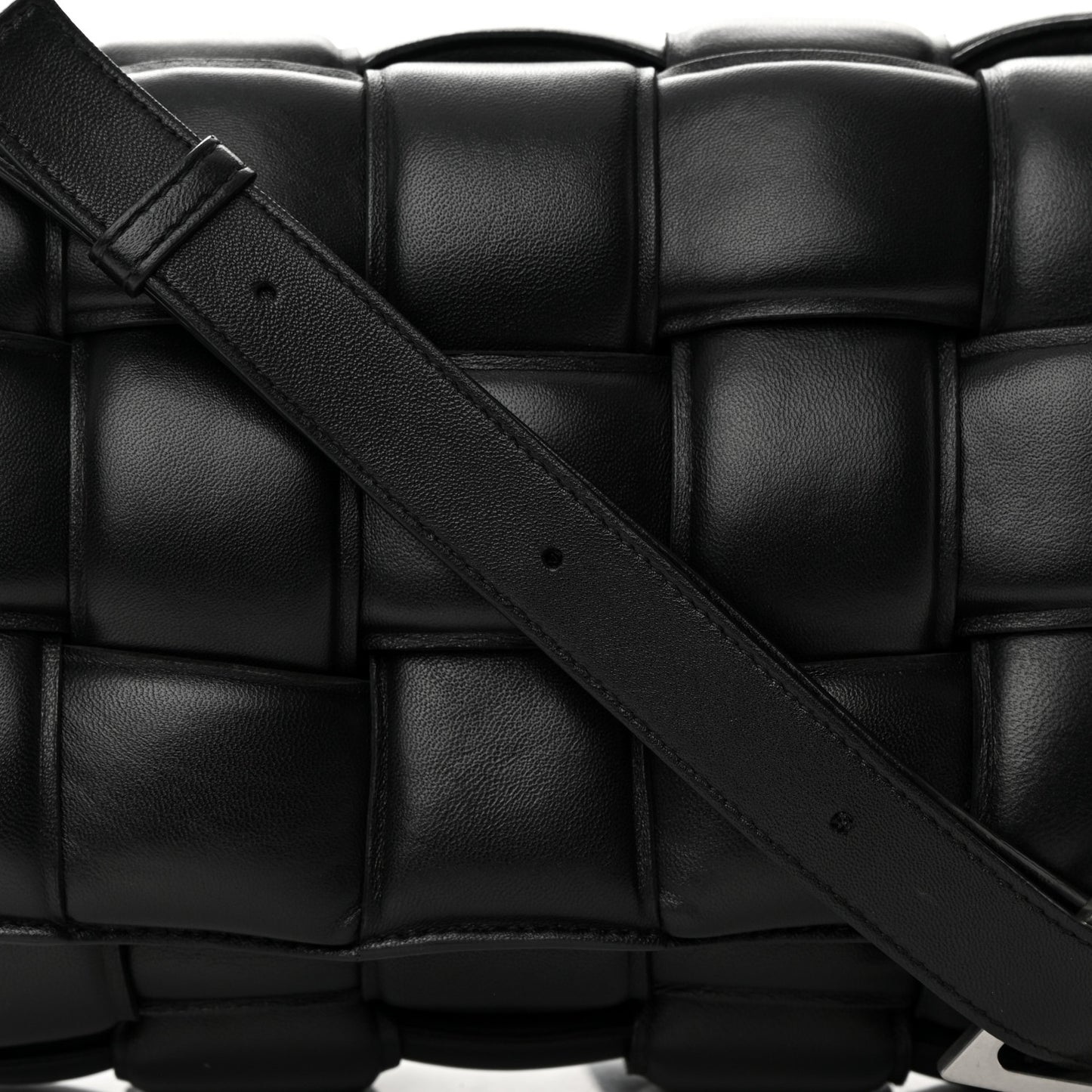 Nappa Maxi Intreccio Padded Cassette Crossbody Bag Black