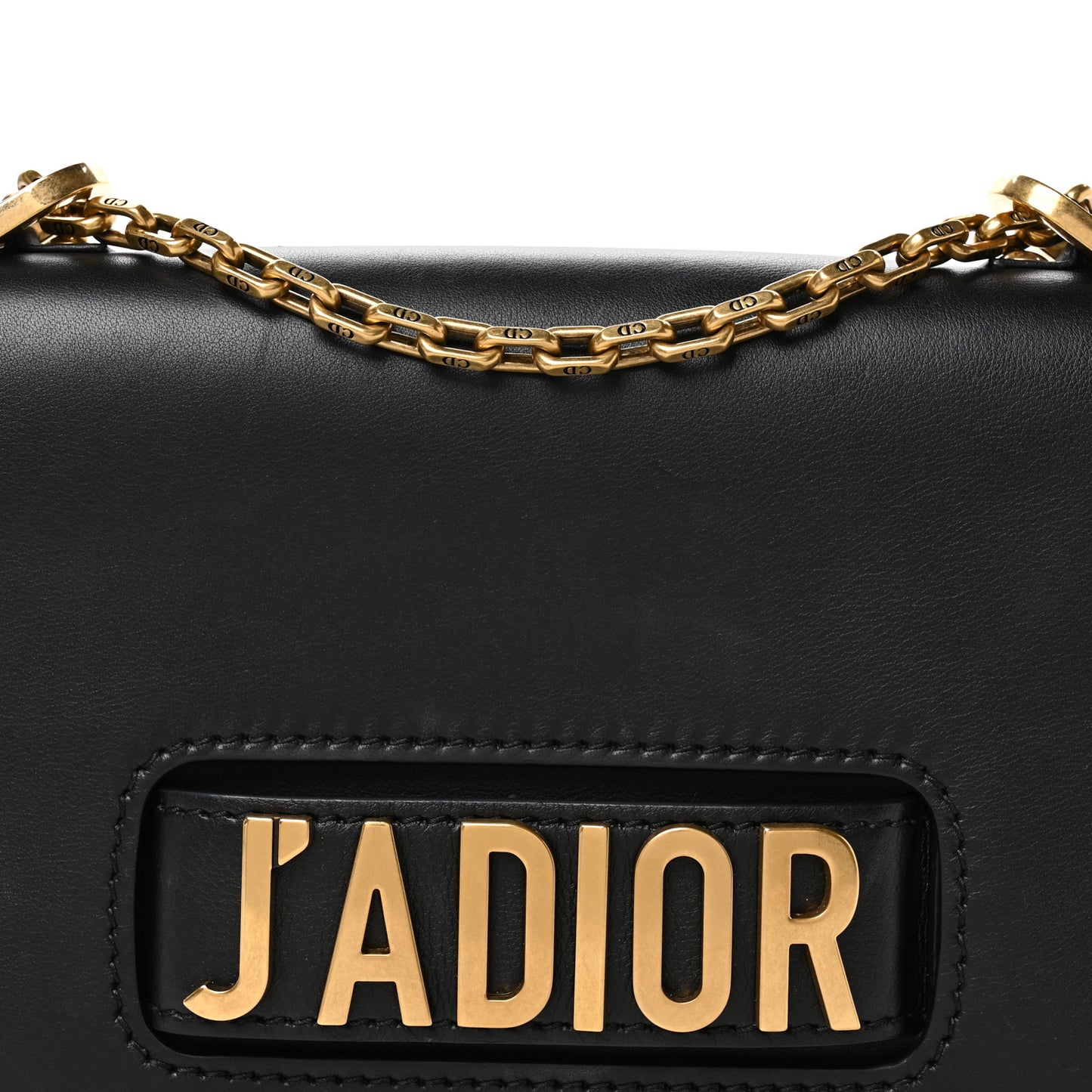 Calfskin Mini J'Adior Chain Flap Bag Black