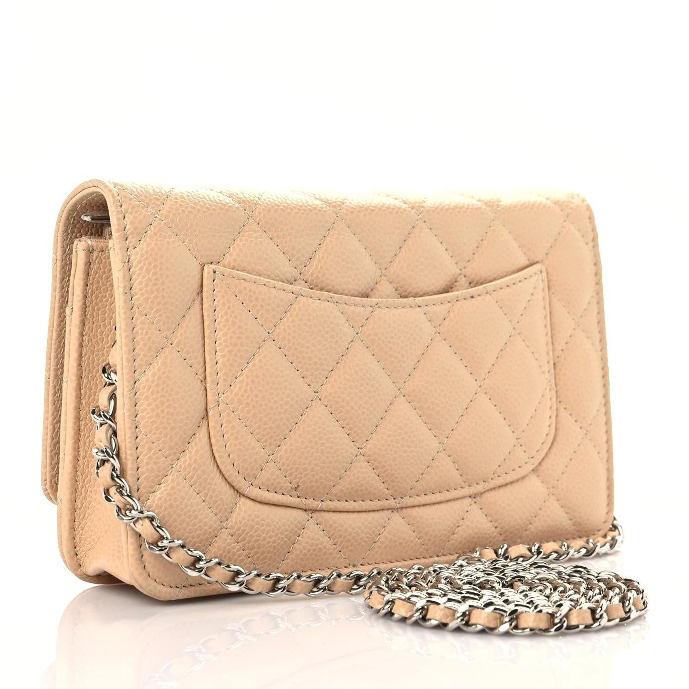 Caviar Quilted Wallet On Chain WOC Beige