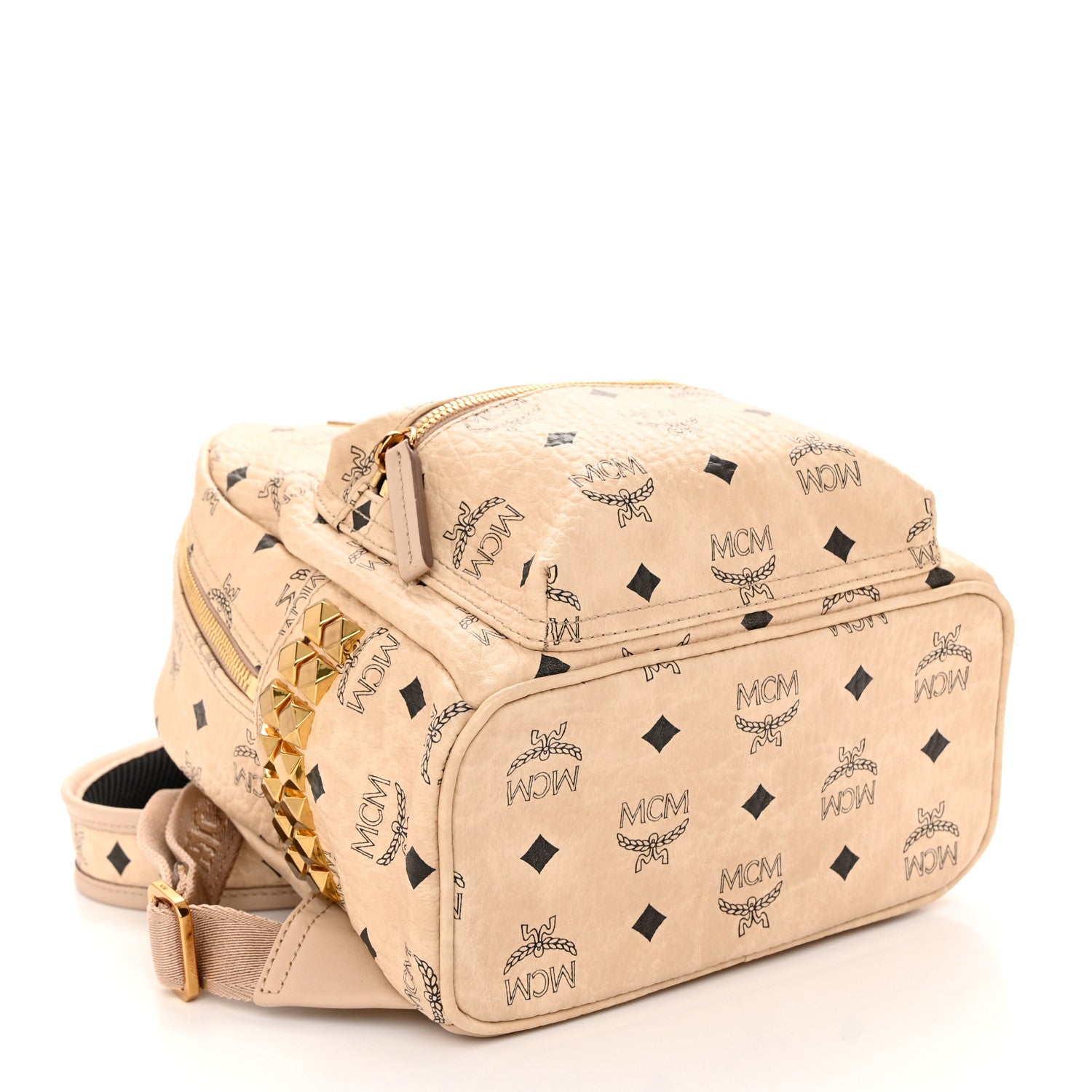 MCM Visetos Side Stud Mini Stark Backpack Beige 4 of 10
