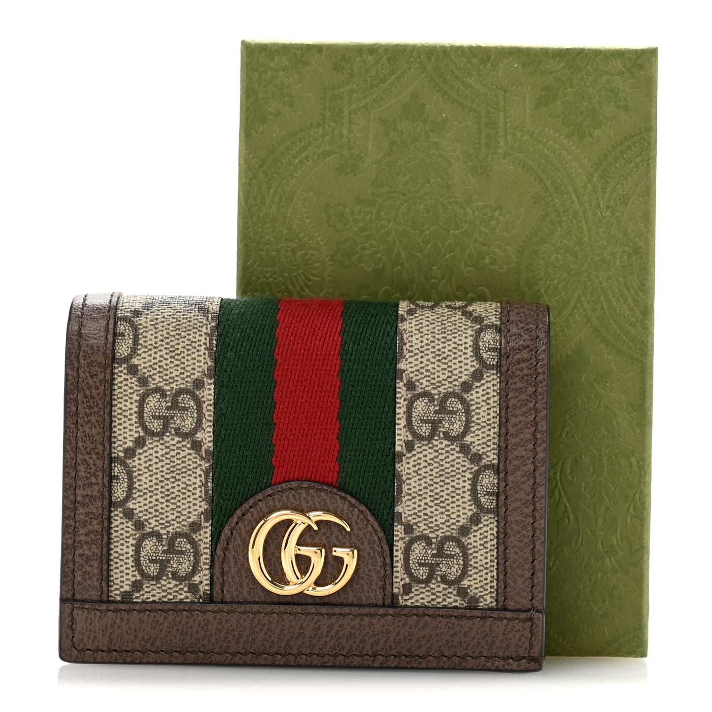 GG Supreme Monogram Web Ophidia Card Case Beige New Acero