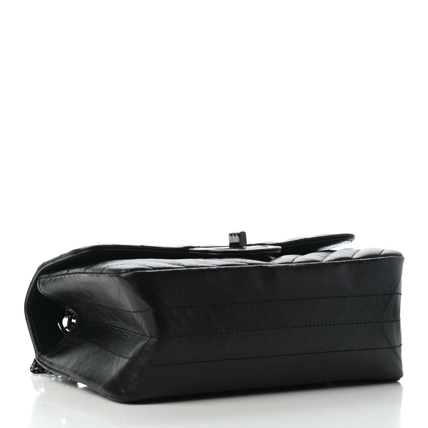 Aged Calfskin Chevron Quilted 2.55 Reissue Mini Flap So Black