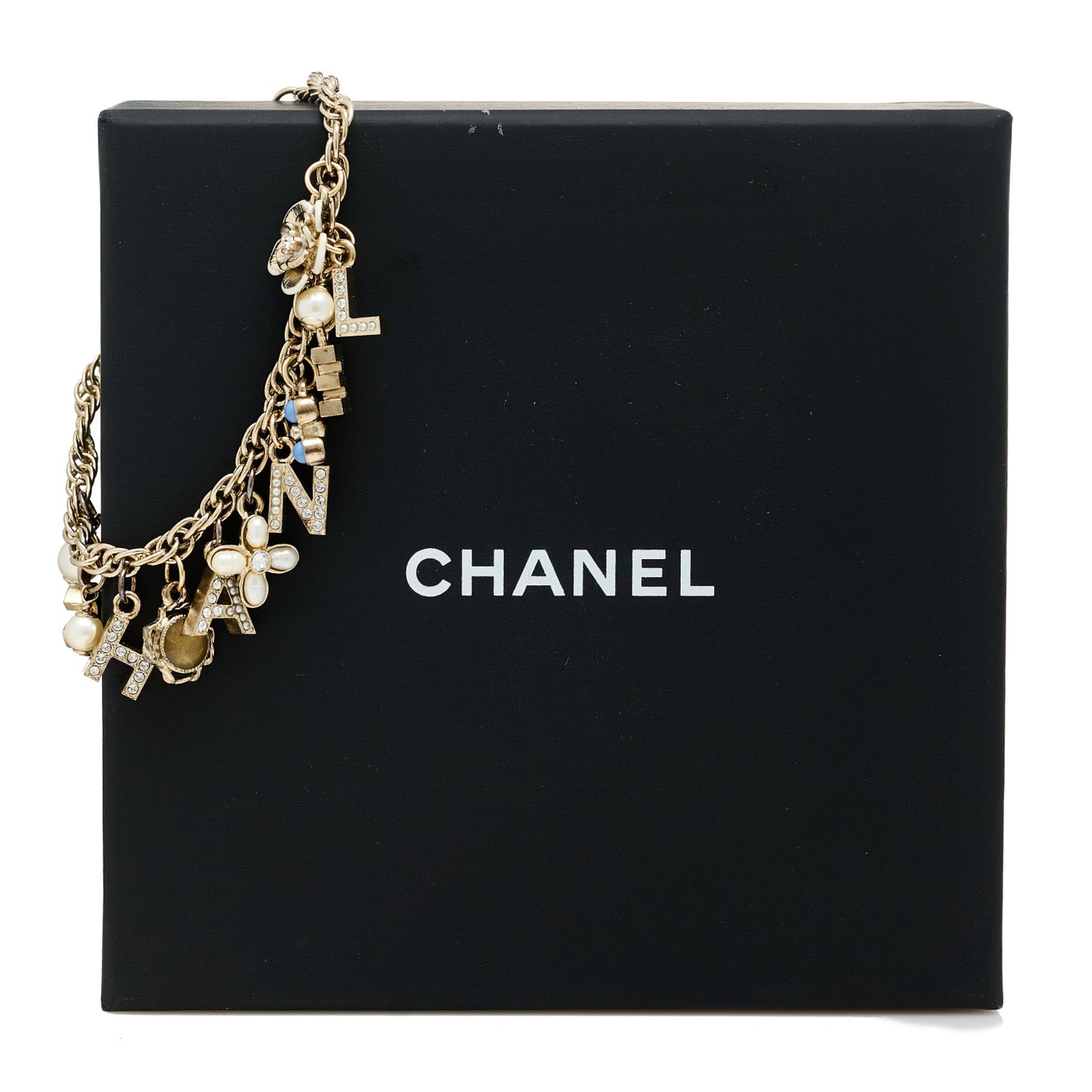 Metal Crystal Chain CC Charms Bracelet Gold