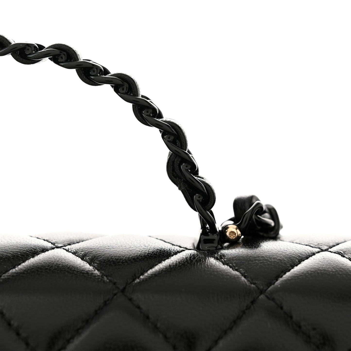 Lambskin Quilted Coco Pop Top Handle Flap Black