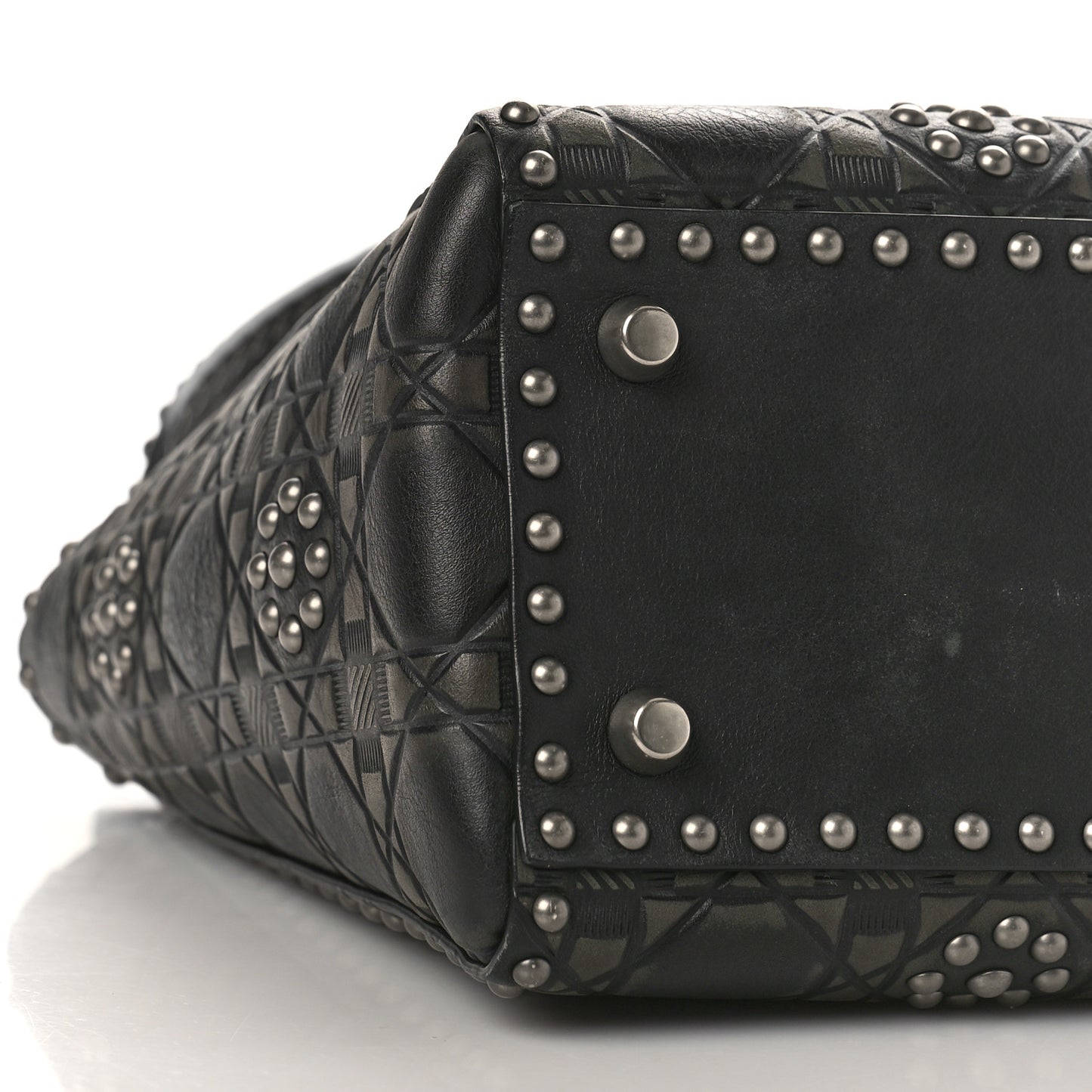 Calfskin Studded Flower Medium Lady Dior Black