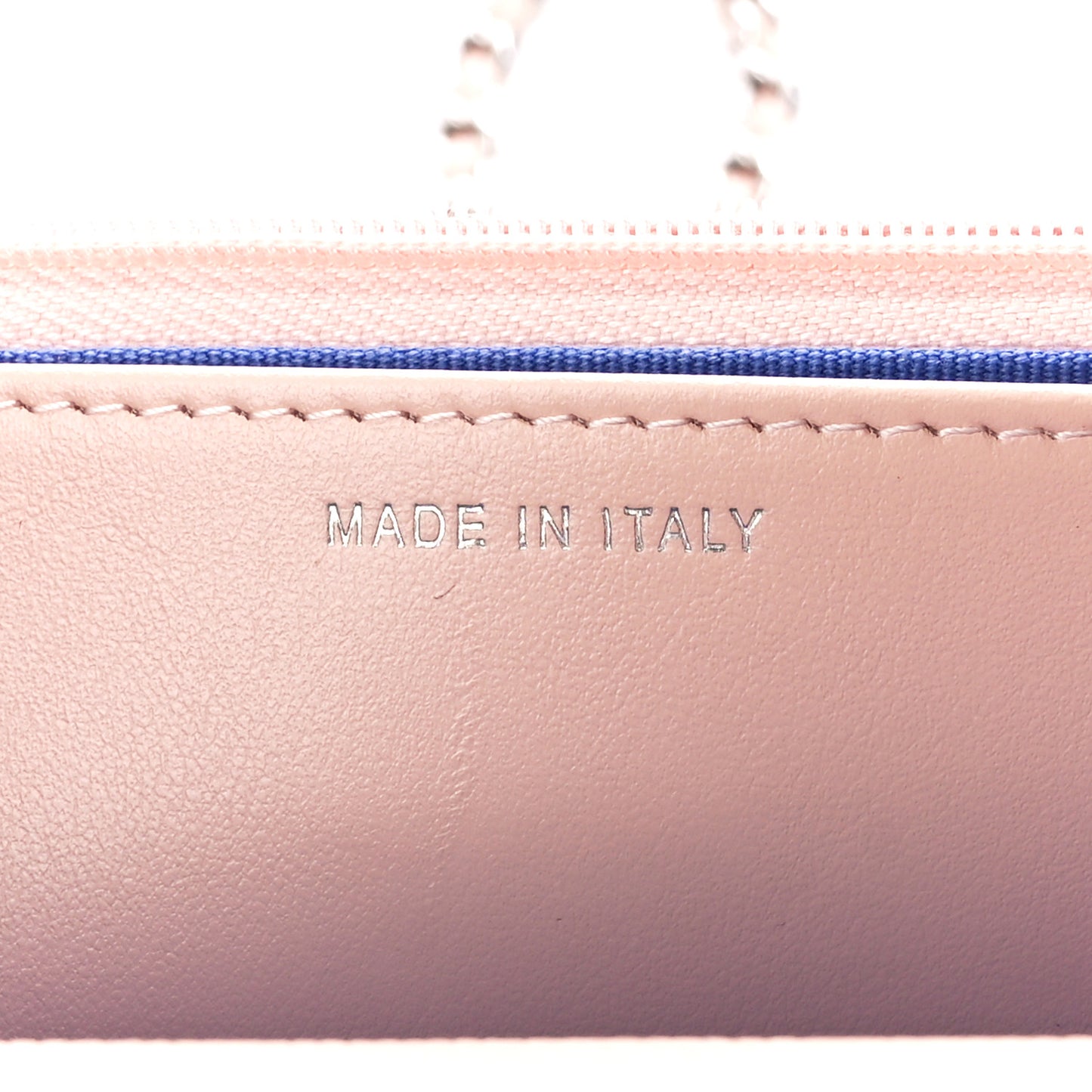 Caviar Quilted Wallet on Chain WOC Beige Blue