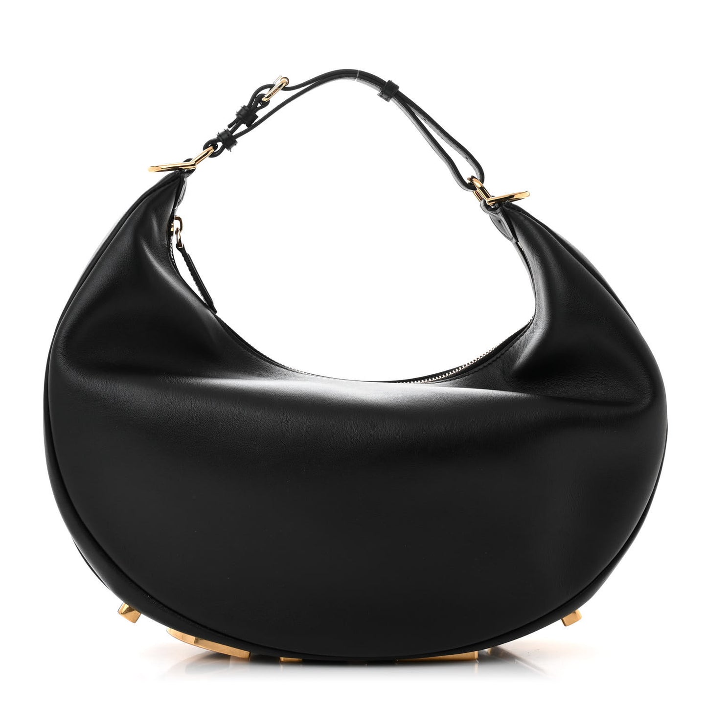 Vitello Grace Matte Medium Fendigraphy Hobo Bag Black