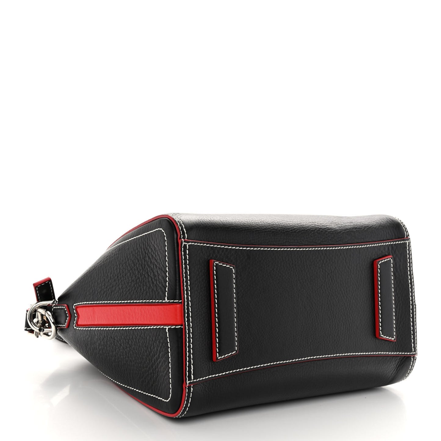 Calfskin Bi-Color Topstitch Small Antigona Black Red