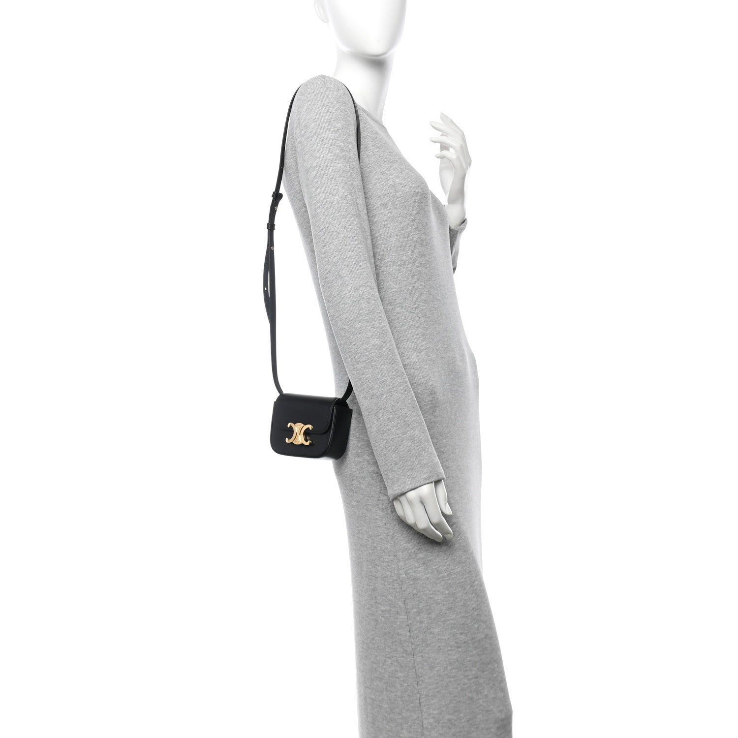 Celine Shiny Calfskin Mini Triomphe Black 2 of 13