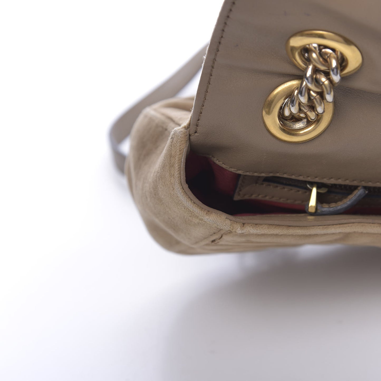 Velvet Matelasse Small GG Marmont Shoulder Bag Taupe