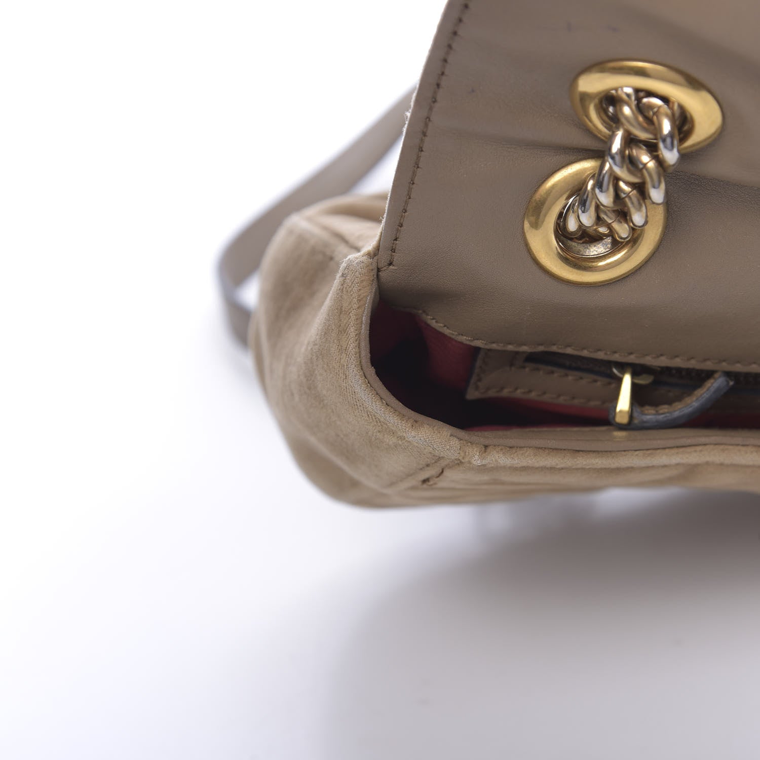 Gucci Velvet Matelasse Small GG Marmont Shoulder Bag Taupe 10 of 29