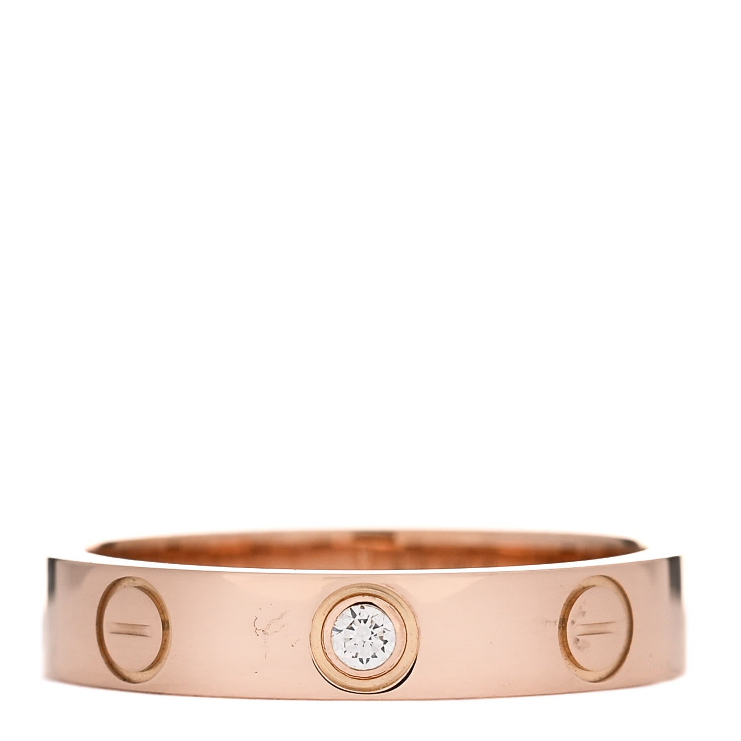 Cartier 18K Pink Gold Diamond 4mm LOVE Wedding Band Ring 48 4.5 1 of 5