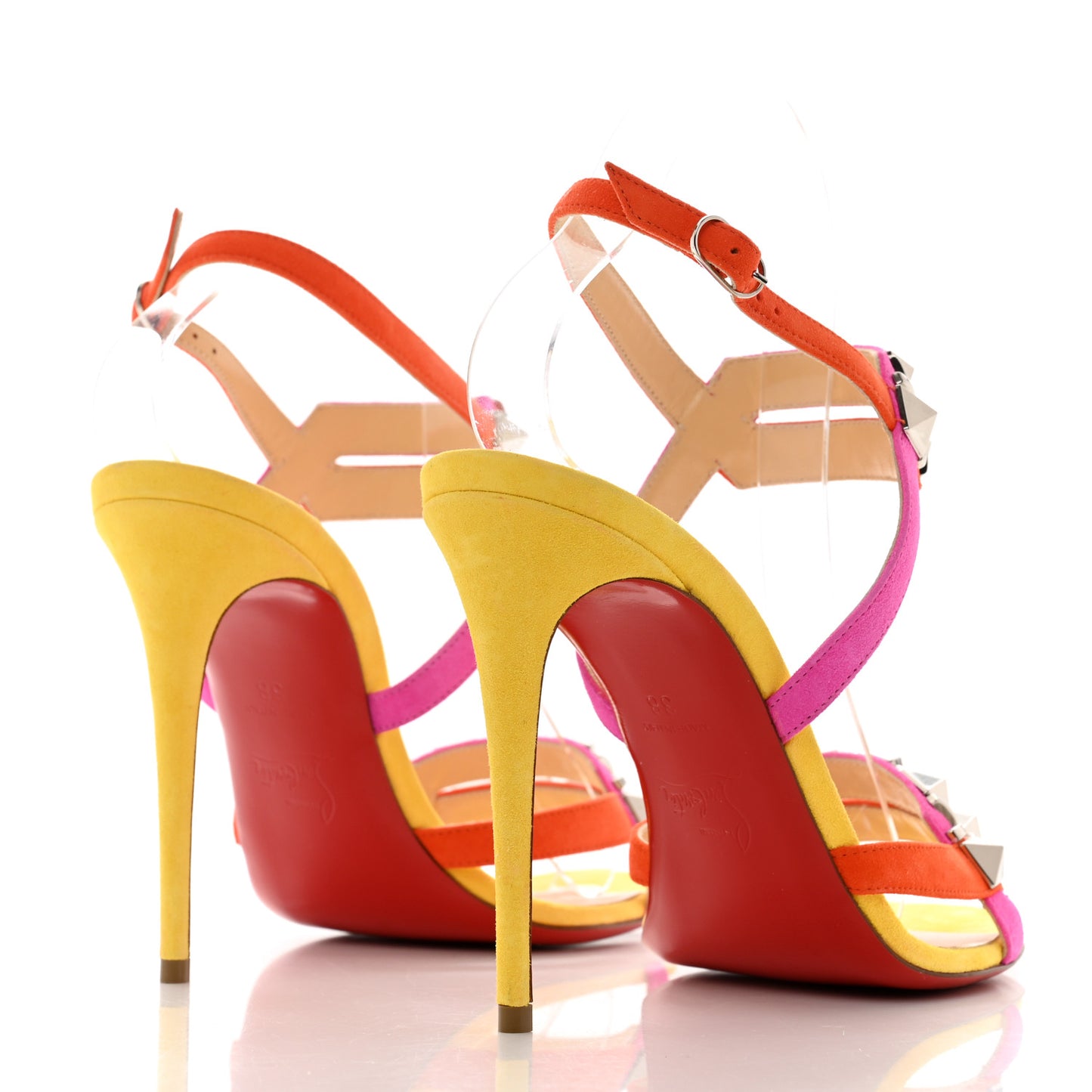 Suede Calfskin Studded Galerietta 100 Sandals 38 Version Multicolor