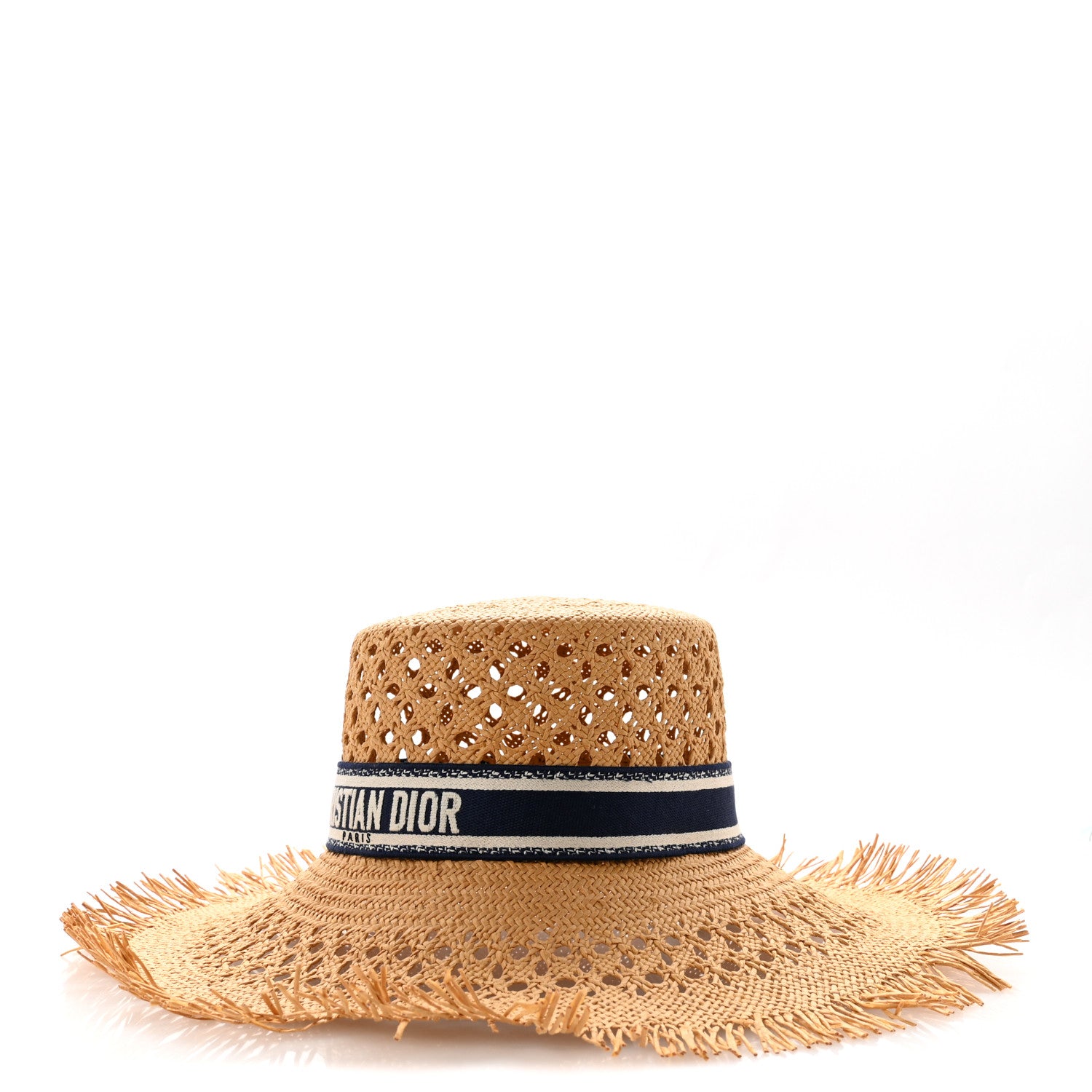 Christian Dior Straw Embroidered Bob Naughtily Large Brim Hat 58