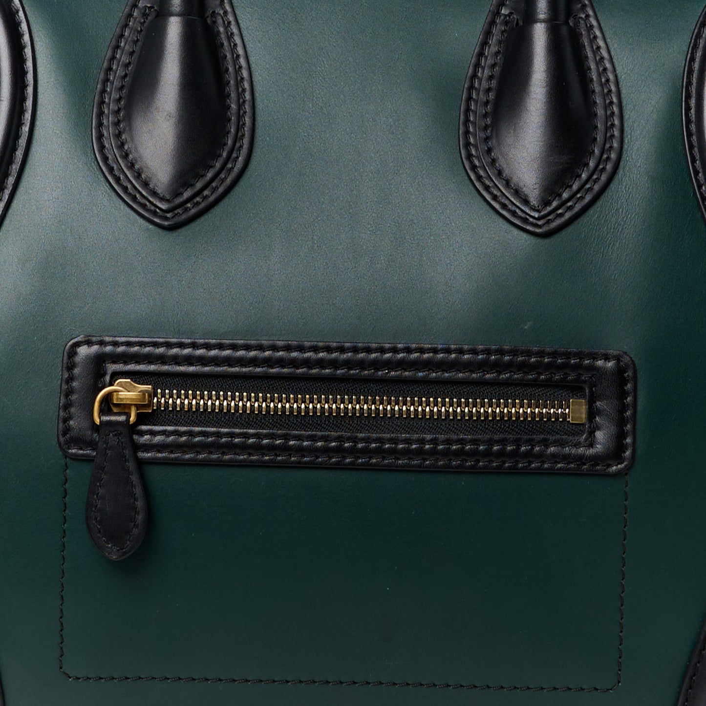Smooth Calfskin Mini Bi-Color Luggage Forest Black