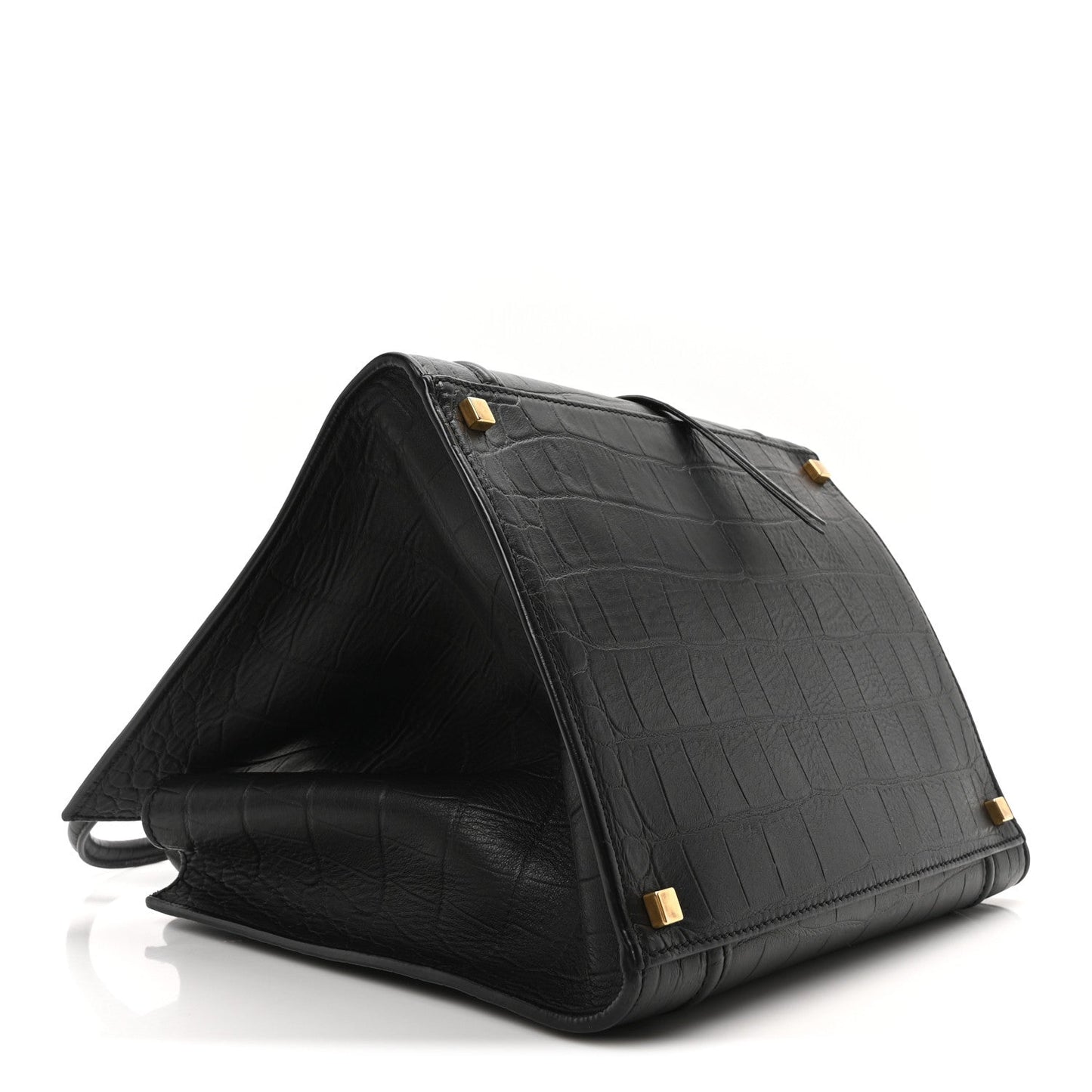 Crocodile Embossed Calfskin Medium Phantom Luggage Black
