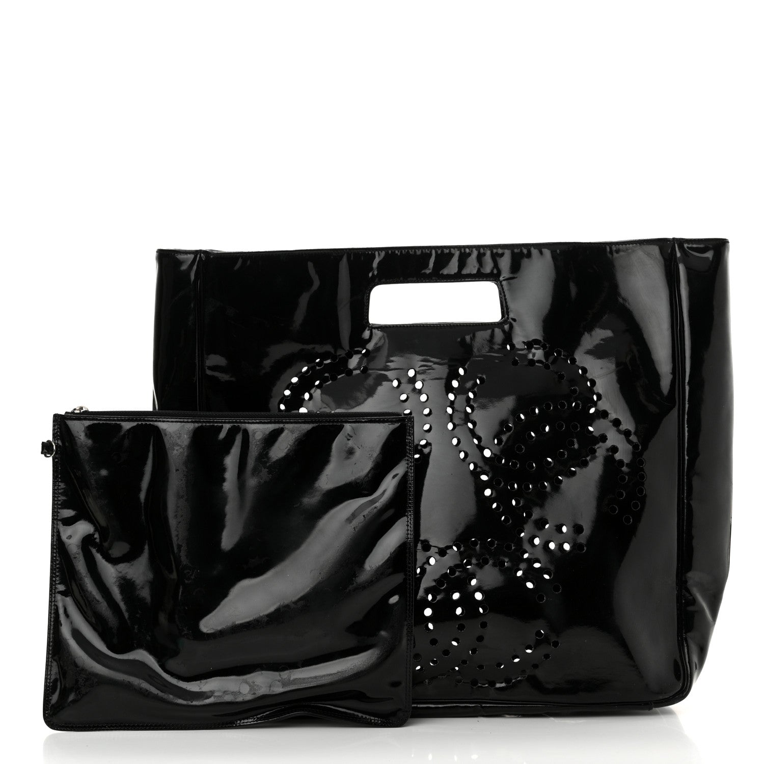 Chanel Patent Perforated CC Handle Bag Black 2 of 18