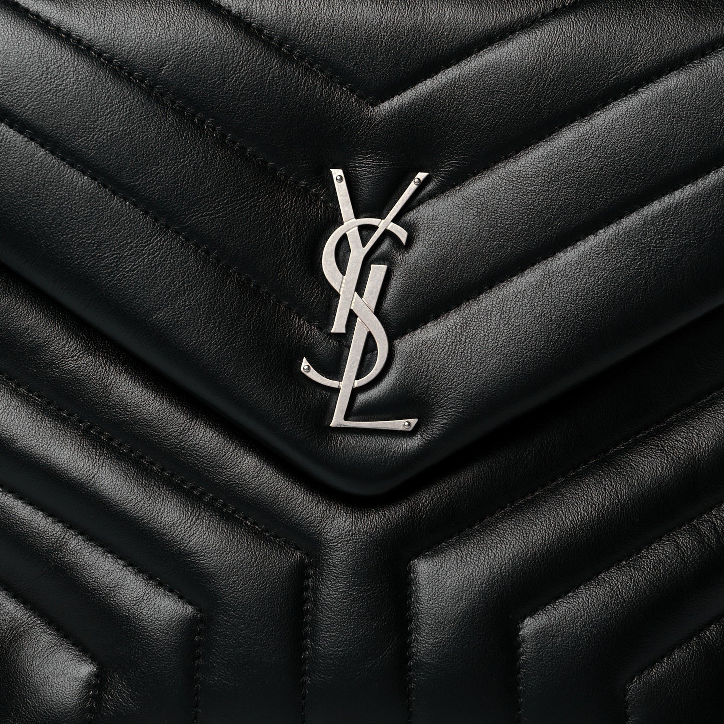 Calfskin Y Quilted Monogram Medium Loulou Satchel Black