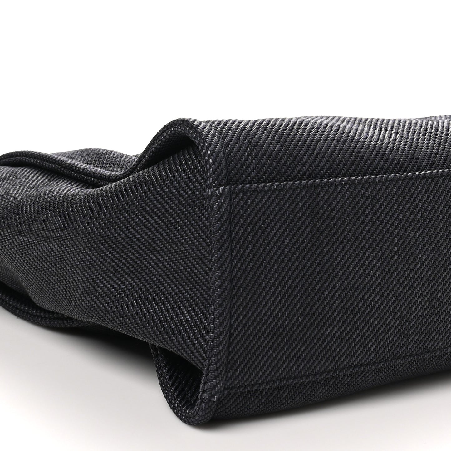 Woven Straw Raffia Large Deauville Tote  Black