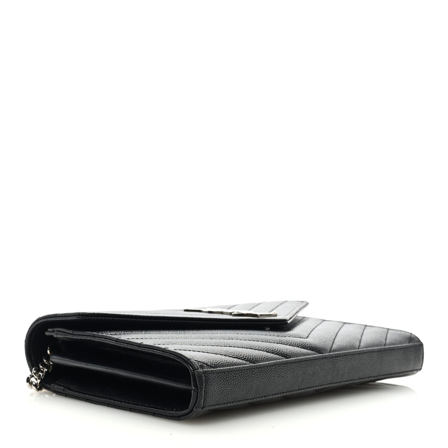 Grain De Poudre Matelasse Chevron Monogram Chain Wallet Black