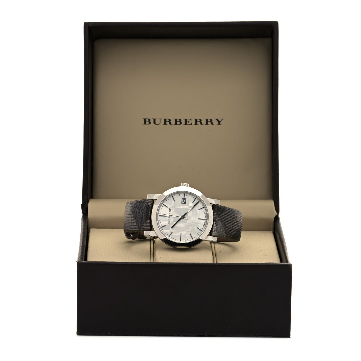 Stainless Steel Calfskin 38mm Heritage Nova Check Quartz Watch BU1869