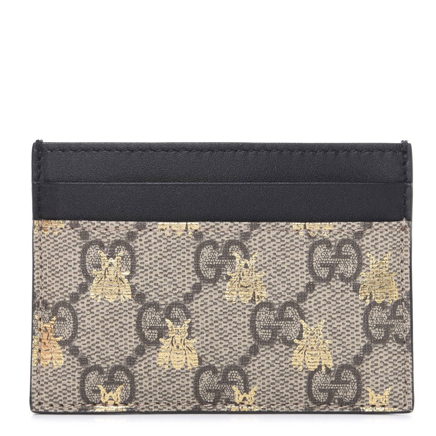 Gucci GG Supreme Monogram Bees Card Holder Black 1 of 6