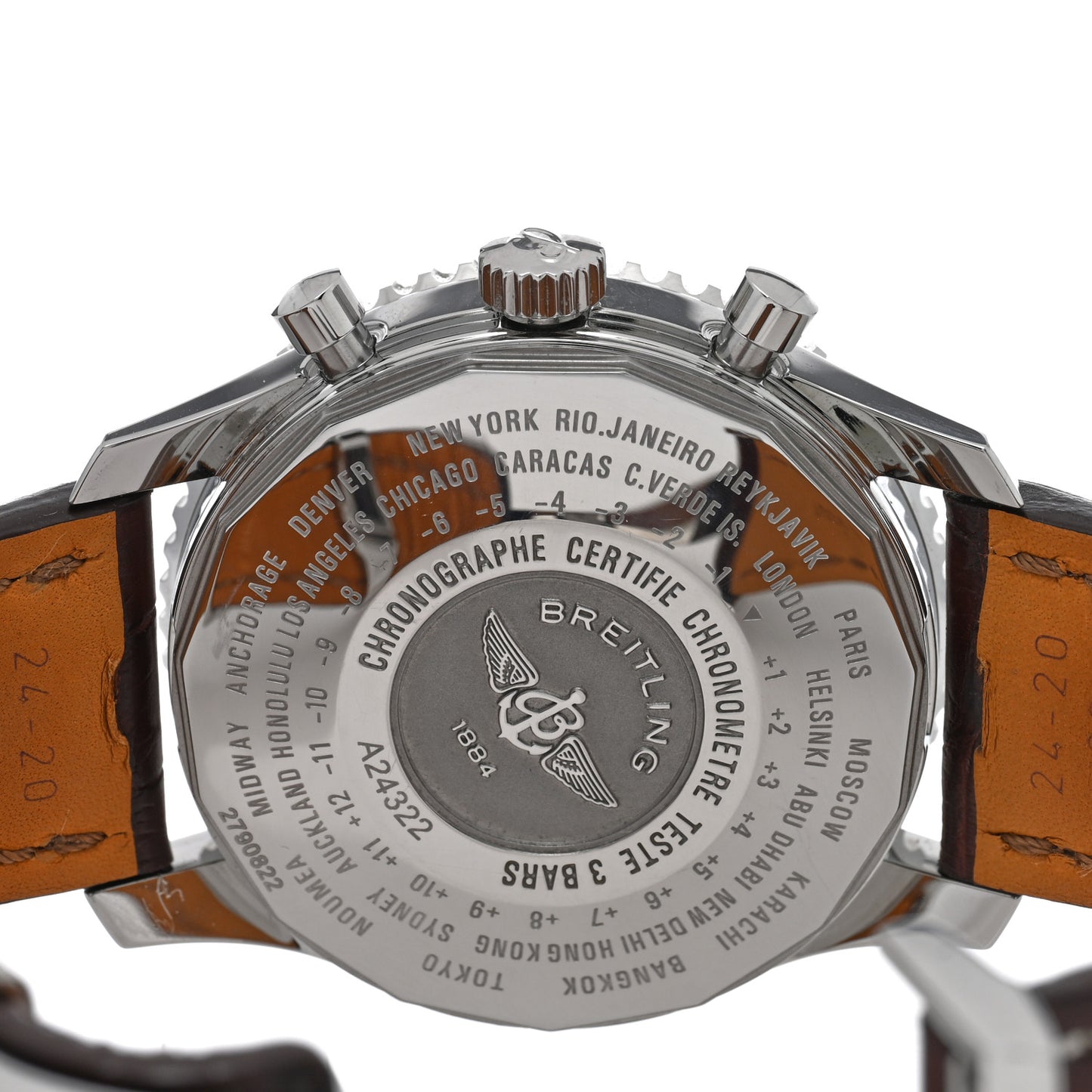 Stainless Steel Alligator 46mm Navitimer 1884 Limited Edition Chronograph Automatic Watch Black A24322