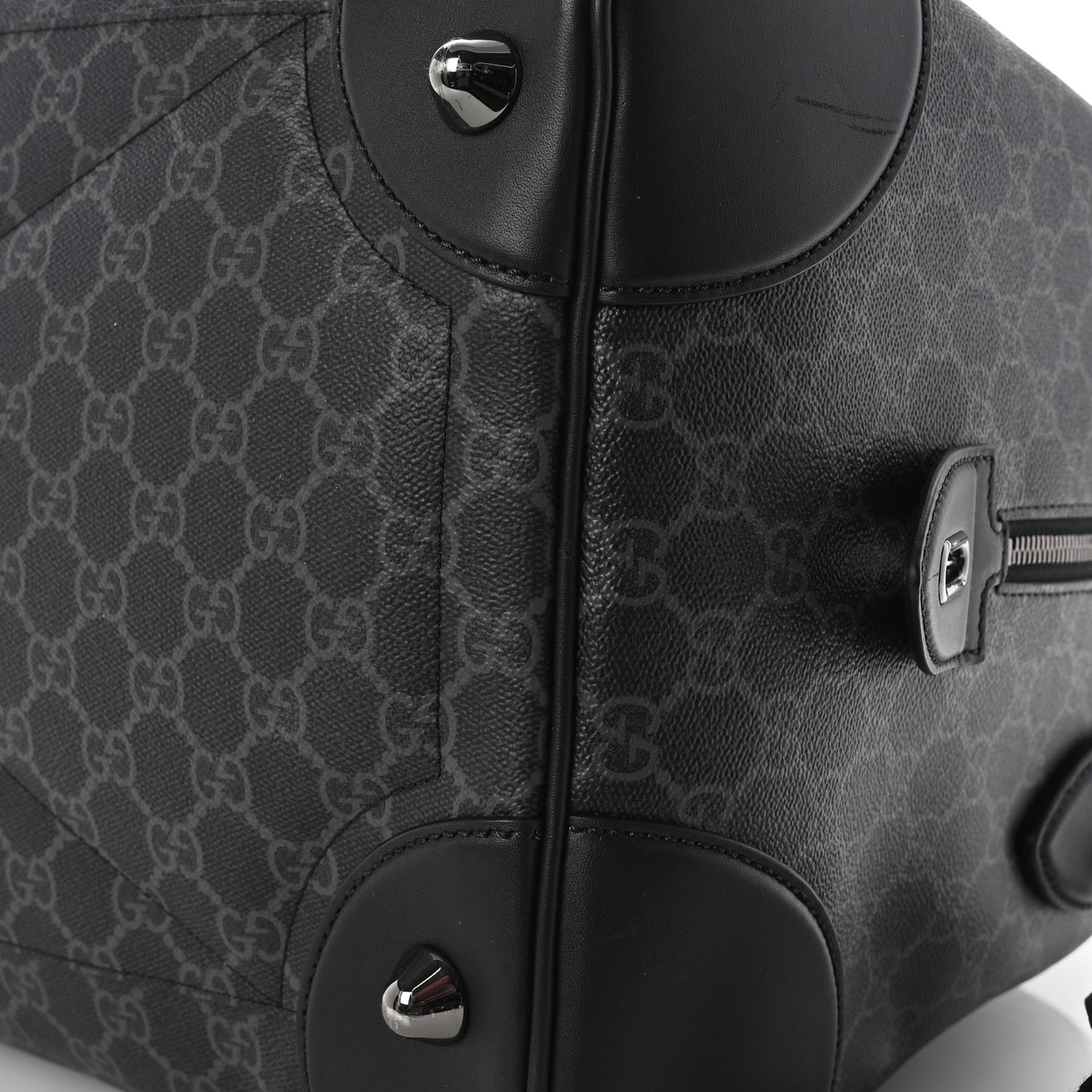 GG Supreme Monogram Calfskin GG Emblem Medium Duffle Bag Black