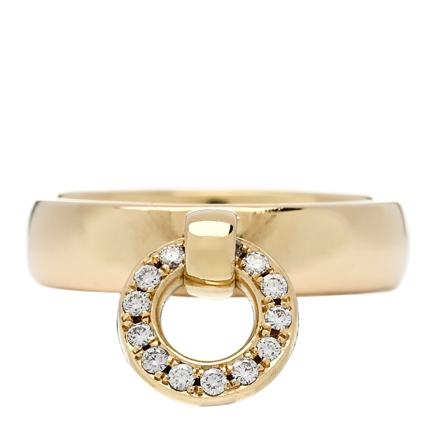 18K Yellow Gold Diamond Open Circle Charm Ring 53 6.25