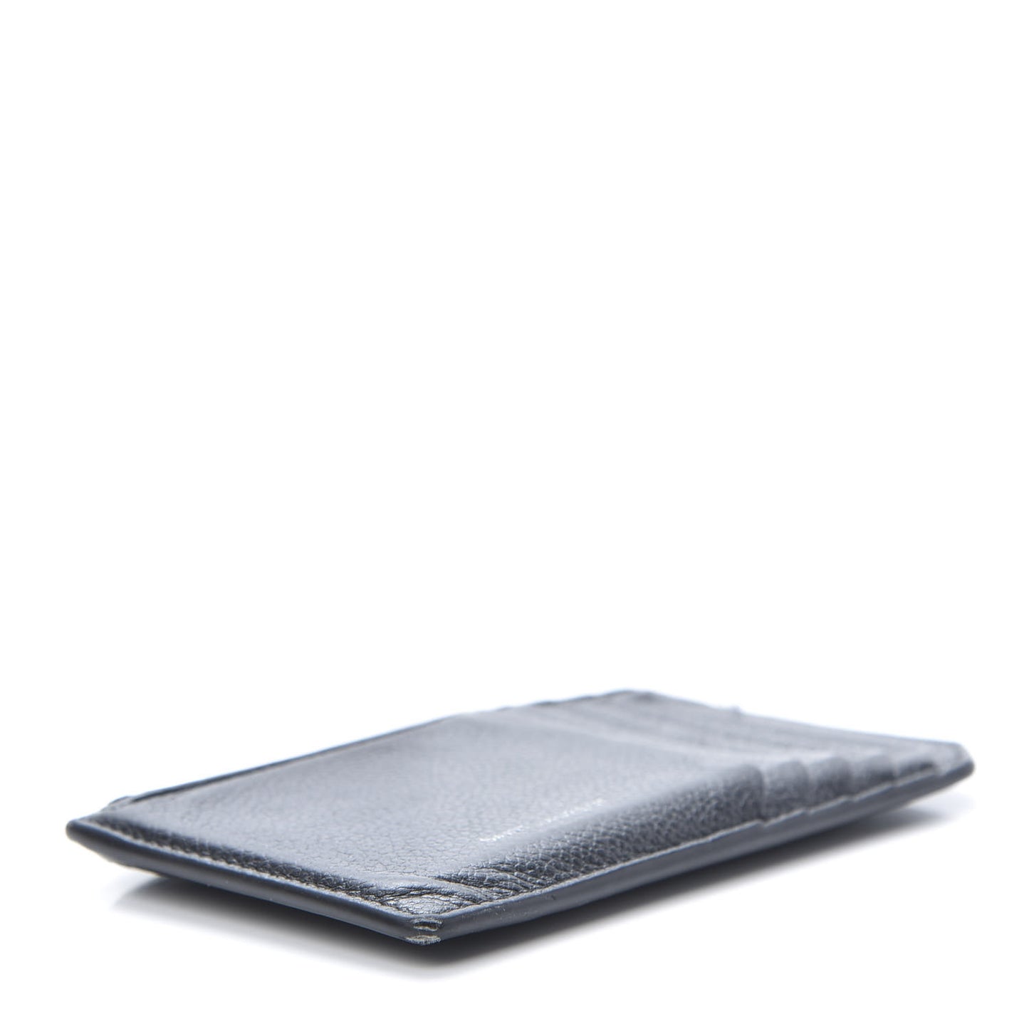 Grained Calfskin 5 Fragments Zip Pouch Card Holder Black