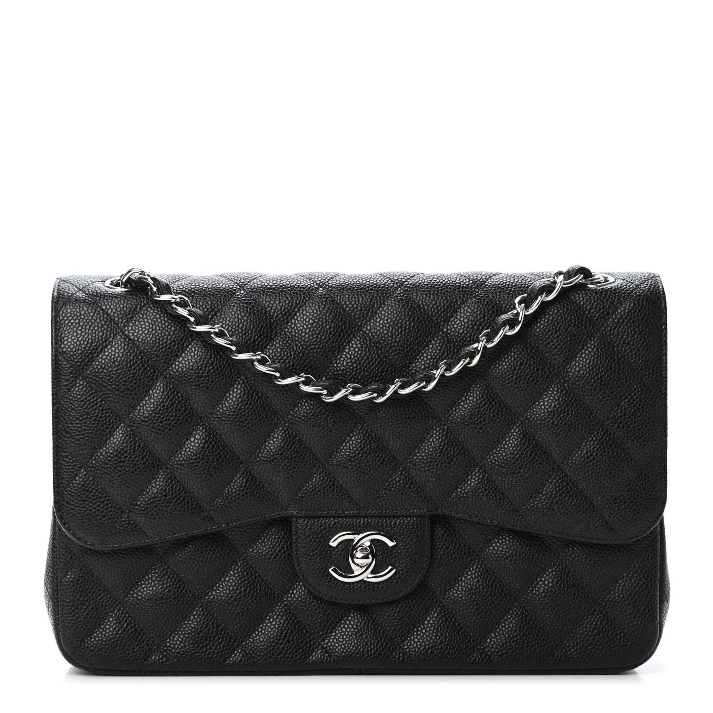 Caviar Quilted Jumbo Double Flap Black
