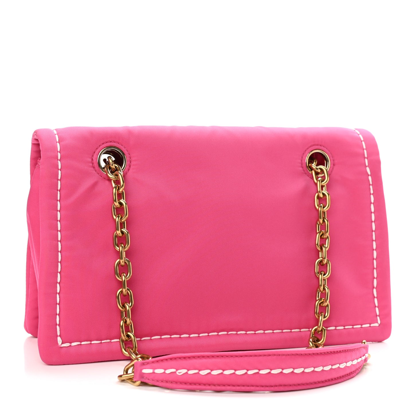 Nylon Tessuto Chain Shoulder Bag Fuxia