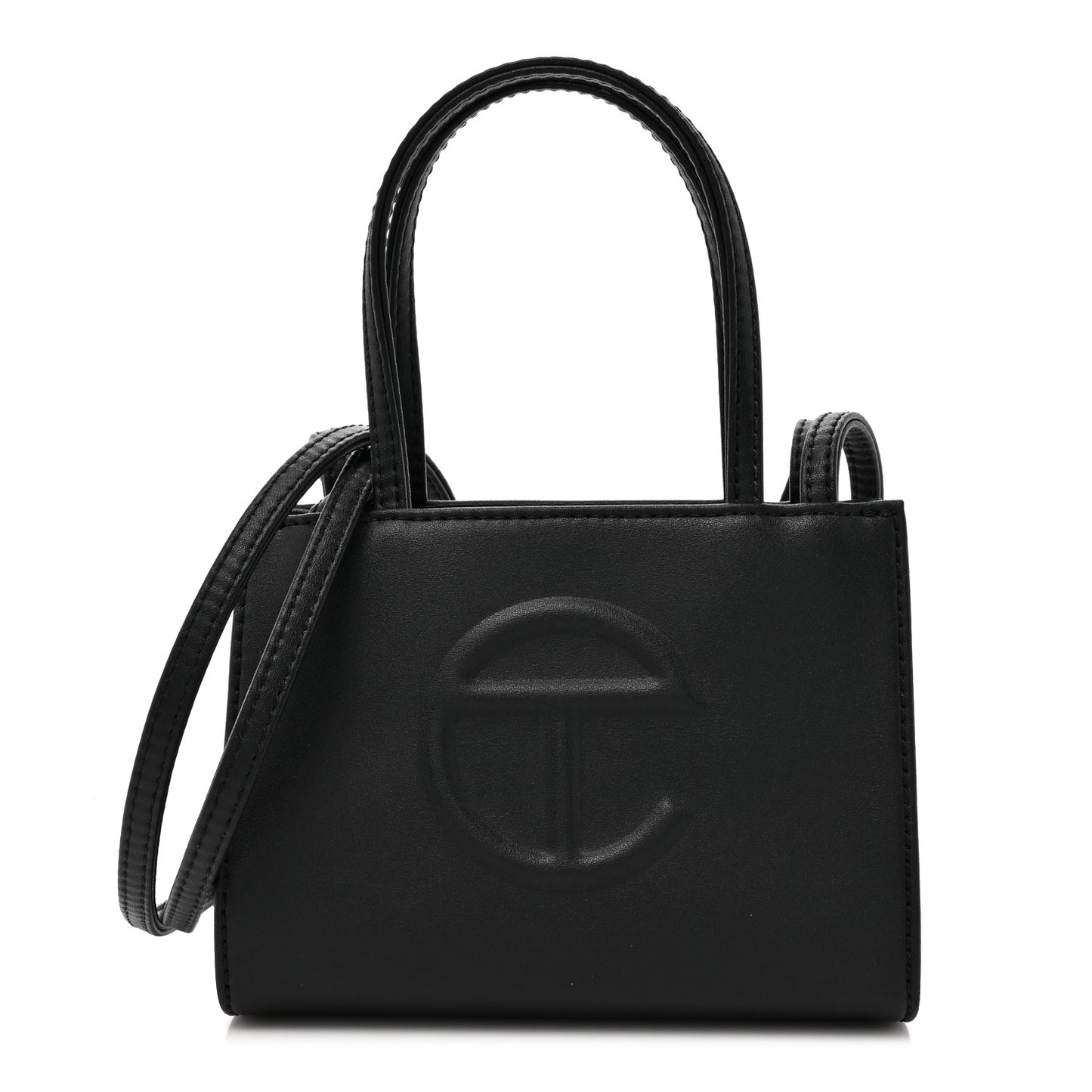 Vegan Leather Small Shopping Bag Black