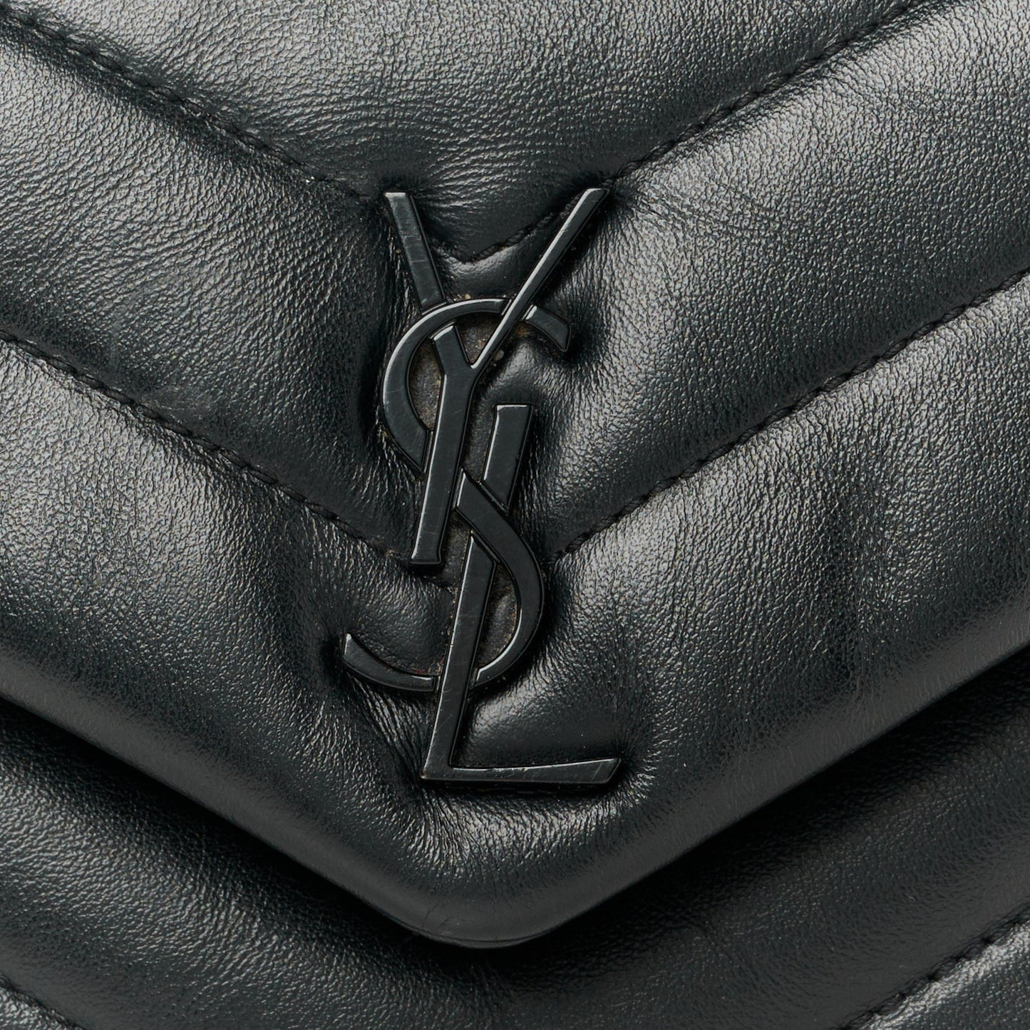 Calfskin Y Quilted Monogram Monochrome Toy Loulou Crossbody Bag Black
