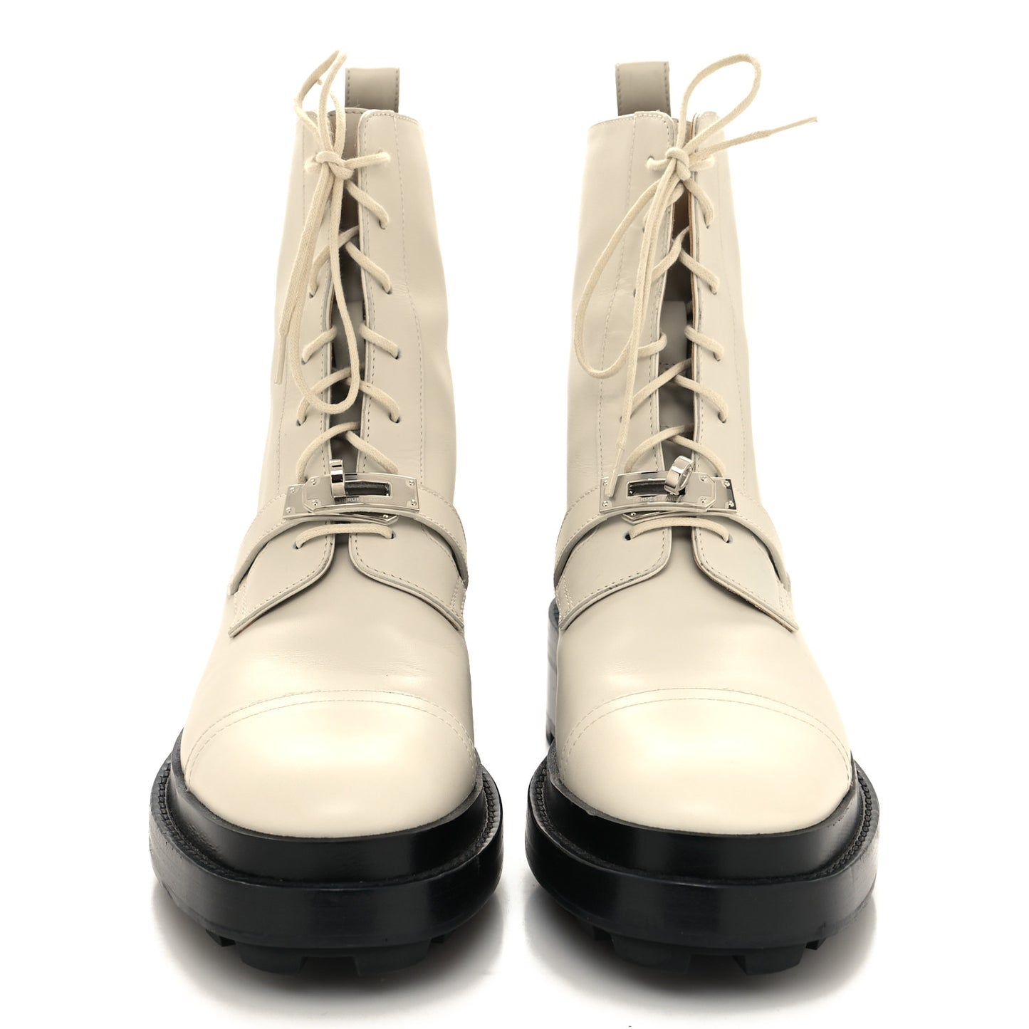 Glossed Calfskin Funk Ankle Boots 39 Beige Glaise