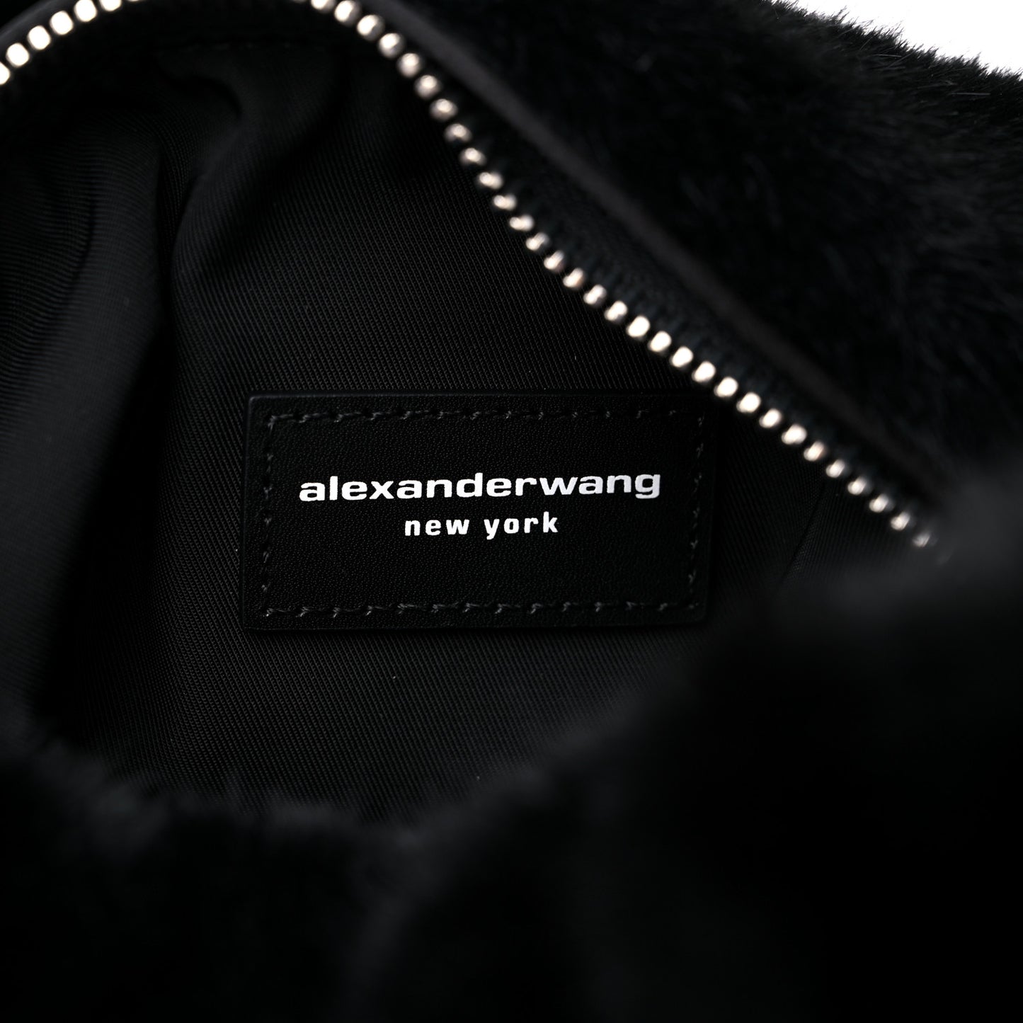 Faux Fur Small Scrunchie Bag Black