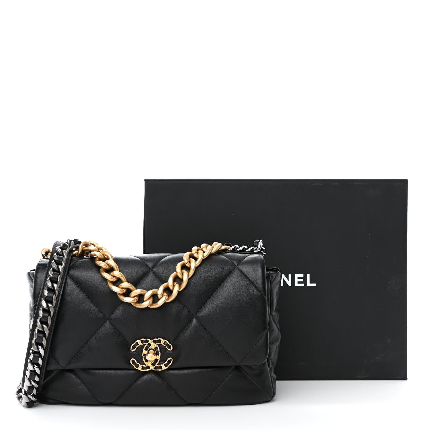 Chanel Lambskin Quilted Large Chanel 19 Flap Black 12 of 12