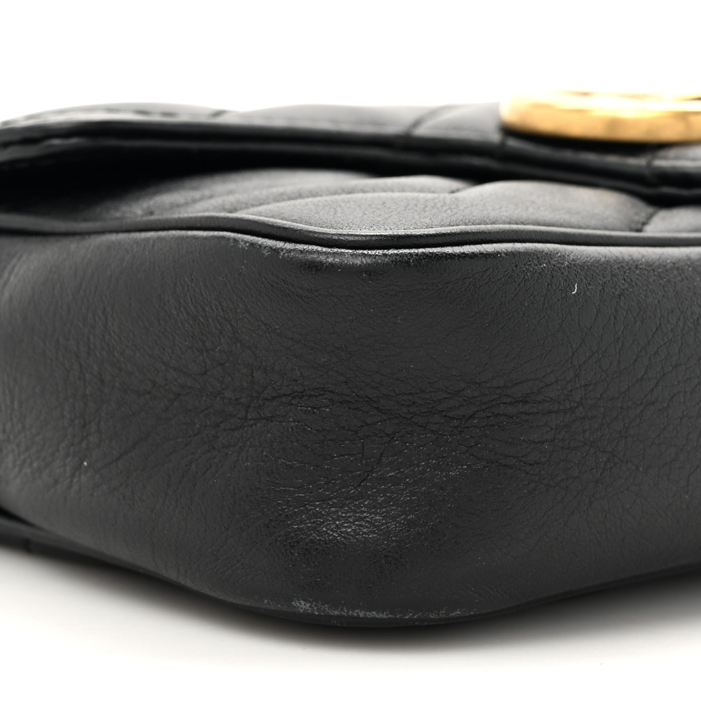 Calfskin Matelasse Super Mini GG Marmont Shoulder Bag Black