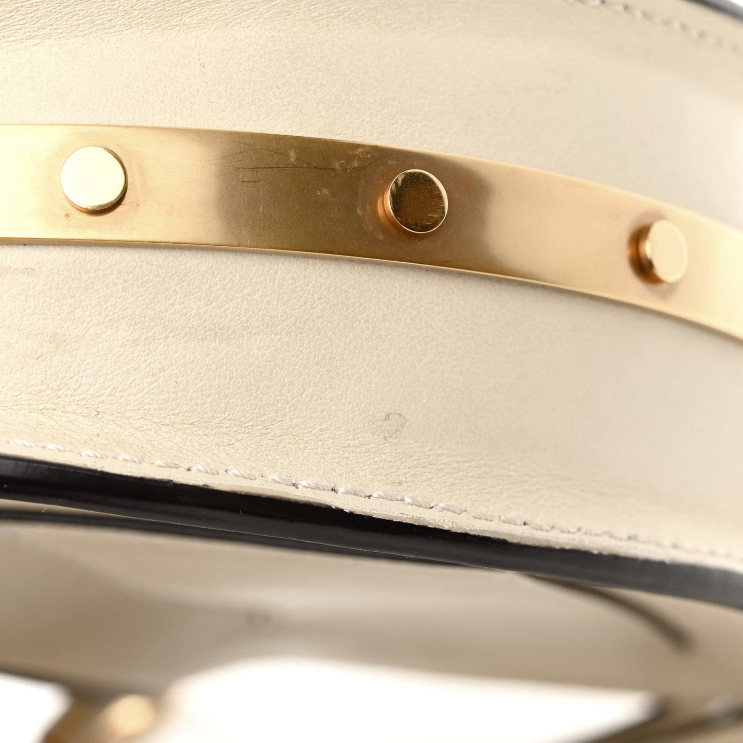Calfskin Small Nile Bracelet Minaudiere Bag Off White