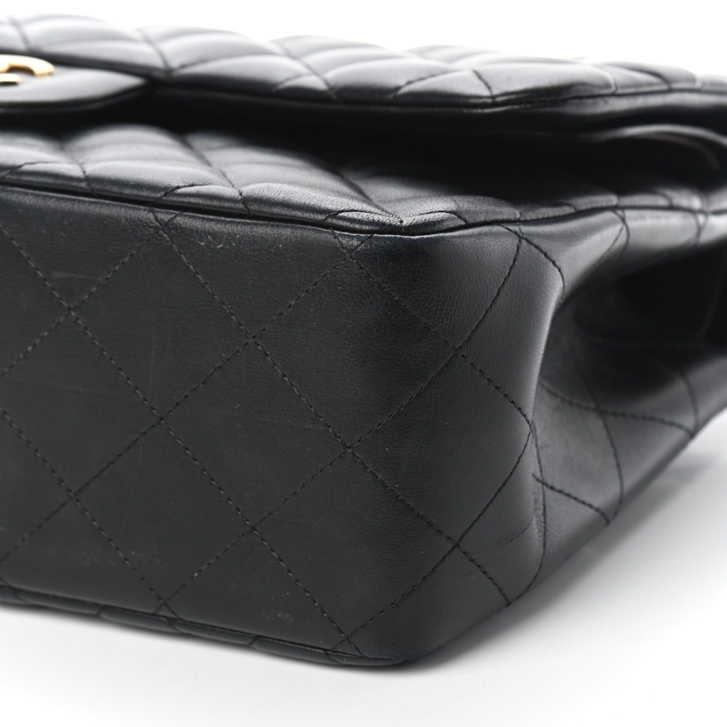 Lambskin Quilted Jumbo Double Flap Black
