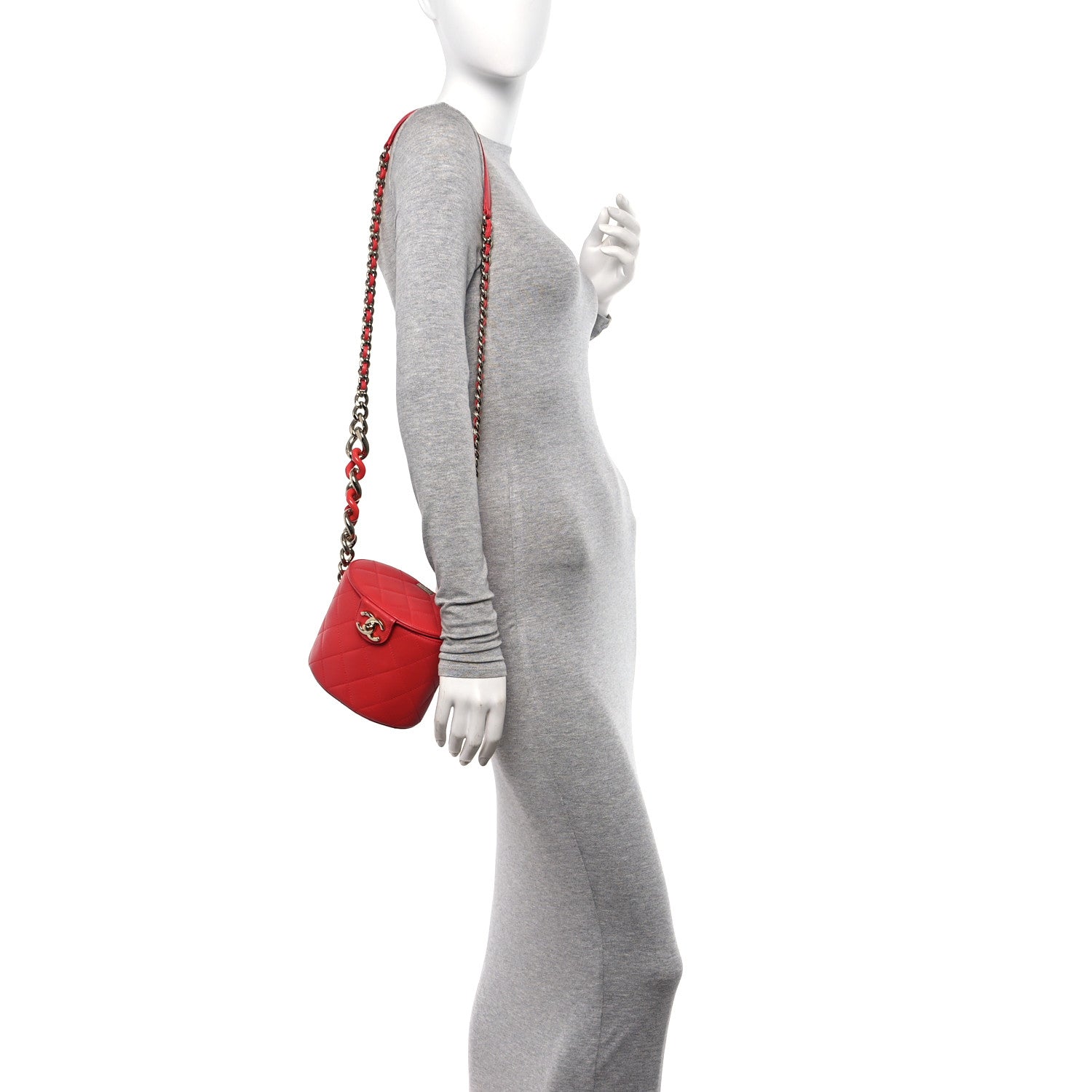 Chanel Lambskin Resin Elegant Chain Vanity Case Red 2 of 11