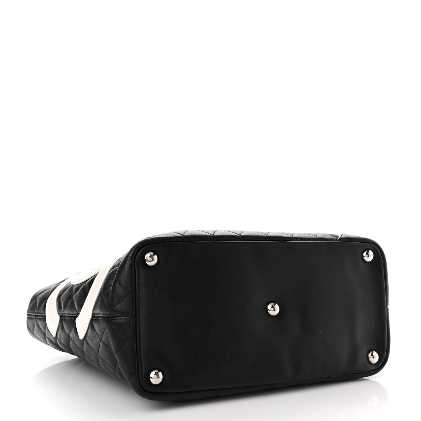 Calfskin Quilted Large Cambon Tote Black White