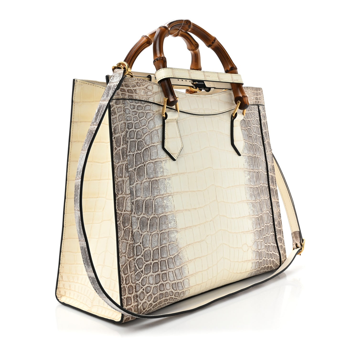 Crocodile Himalaya Medium Diana Tote White